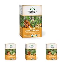 Organic India Calming Tulsi Herbal Tea Favorites - Ashwagandha, Honey Chamomile, Sleep - Adaptogen, Vegan, Gluten-Free, USDA Certified Organic, Non-GMO - 18 Infusion Bags (Pack of 4)