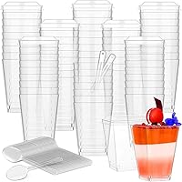 Plastic Cups With Lids, 20Pcs Plastic Dessert Cups with Lids Spoons 150ml Serving Cups Appetizer Fruit Cups For Birthday Party Wedding (Dome Cover)
