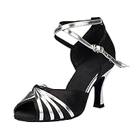 Women's Mid Heel Knot Synthetic Salsa Tango Ballroom Latin Party Comfortable Dance Shoes