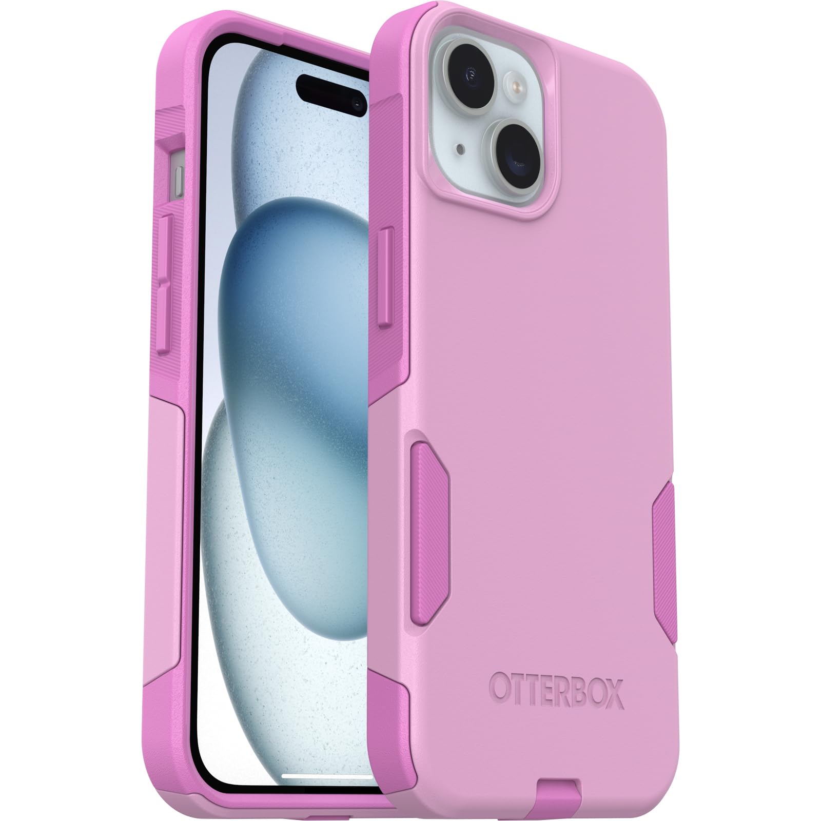 OtterBox iPhone 15, iPhone 14, and iPhone 13 Commuter Series Case - RUN WILDFLOWER (Pink), Slim & Tough, Pocket-friendly, With Port Protection