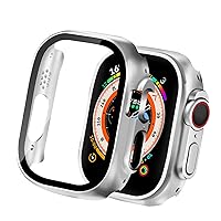 HELOGE for Apple Watch Cover, 1.9 inches (49 mm), Compatible with Ultra2/Ultra 1.9 inches (49 mm), Compatible with Apple Watch Case, Japanese Asahi Glass Material, Shock Resistant, Apple Watch Cover, Full Protection, High Transmittance (1.9 inches (49 mm), Silver)