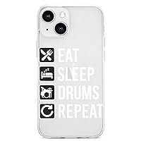 EAT Sleep Drum Repeat Phone Case Drop Protective Funny Graphic TPU Cover for iPhone 13 Pro Max/iPhone 13 Pro/iPhone 13/iPhone 13 Mini IPhone13