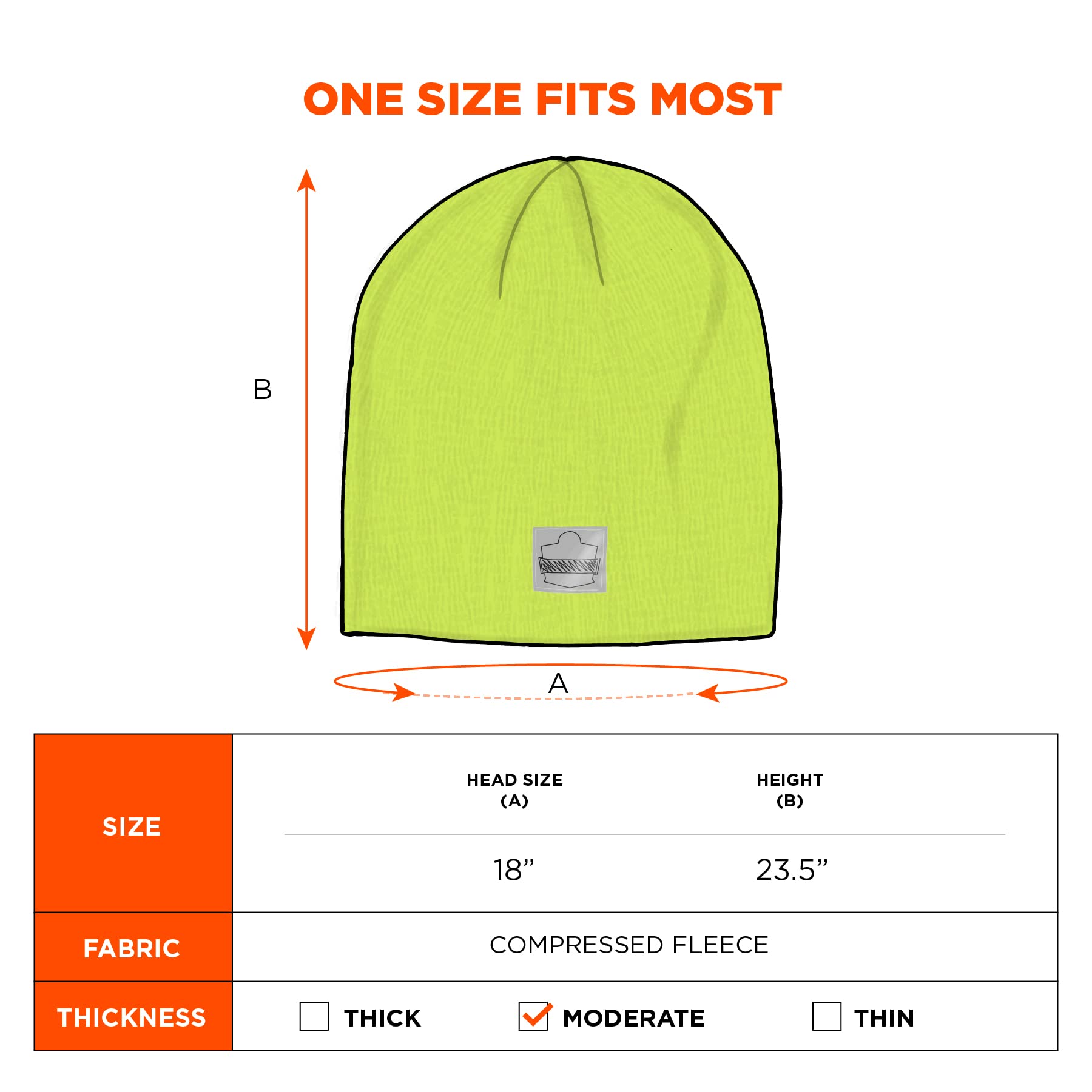 Ergodyne Standard Rib Knit Beanie, Lime, One Size