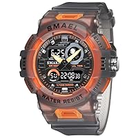 Men's Dual Display Sport Quartz Watch Strong Rubber Strap and LED Digital Analog Wristwatches Waterproof Electronic Clock 8063