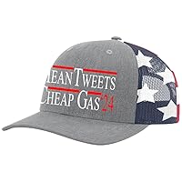 Trenz Shirt Company Mean Tweets and Cheap Gas '24 Political Campaign Mens Embroidered Mesh Back Trucker Hat