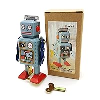 Spring Wind-Up Tin Toy Walking Planet Robot Retro Collection Adult Clockwork Toy Figurine Toy Party Favor Home Decoration Gift Toy