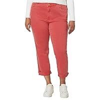 KUT from the Kloth Women's Plus Size Reese High-Rise Fab Ab Ankle Straight Raw Hem in Strawberry