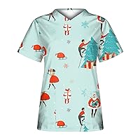 Women's Plus Size Scrub Tops Floral Printed Mock Neck Short Sleeve Tank Top Athletic Oversized Shirts for Women