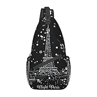 Night Paris Eiffel Tower Sling Backpack, Multipurpose Travel Hiking Daypack Rope Crossbody Shoulder Bag