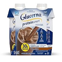 Glucerna Protein Smart Nutritional Shake, Diabetic Protein Drink, Blood Sugar Management, 30g Protein, 150 Calories, Chocolate, 11-fl-oz Carton, 4-Count