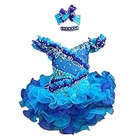 Baby Girls' Cupcakes Beaded Ruffles Toddler Mini Pageant Dress 2/2T US Blue