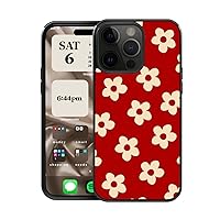 Cute Aesthetic Red Flower Phone Case for iPhone 14 Pro Max, Hard Case for iPhone 14 Pro Max Slim Protective Phone Cover Shockproof Soft TPU Bumper + Aluminum Hard Back