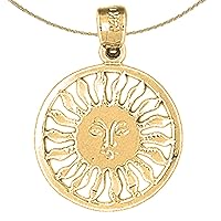 Jewels Obsession Silver Sun Necklace | 14K Yellow Gold-plated 925 Silver Sun Pendant with 18