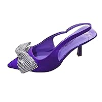 Womens Sandals Ladies Fashion Summer Solid Color Sequin Pointed Thick High Heeled Casual Sandals