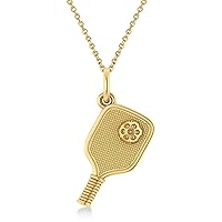 Allurez 14k Gold Large Pickleball Paddle Pendant Necklace