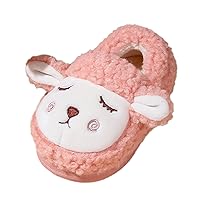 Fashion Cute Autumn And Winter Girls Boys Slippers Flat Bottom Soft Warm And Comfortable Solid Fuzzy Indoor Slipper