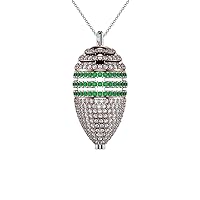 talia Rhodium Plated Rose Gold Silver Vermeil with White and Green Diamond Cut CZ Opus Pendant Necklace 3 Charm Set on 20 to 32 Inch Chain