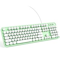 KNOWSQT Wired Computer Keyboard - Green-White Full-Size Round Keycaps Typewriter Keyboards for Windows, Laptop, PC, Desktop, Mac