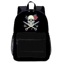 I Will Cut You Skull Barber 17 Inch Laptop Backpack Large Capacity Daypack Travel Shoulder Bag for Men&Women