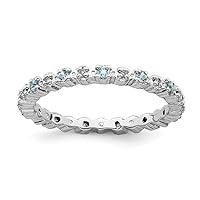 925 Sterling Silver Polished Prong set Aquamarine and Diamond Ring Jewelry for Women - Ring Size Options: 10 5 6 7 8 9