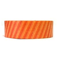 Wrapables Colorful Patterns Washi Masking Tape, Orange Cream Stripes