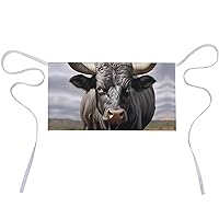 The Bull Horns Funny Waist Apron Waterproof Half Aprons with Pocket And Long Strap for Women Men Cooking