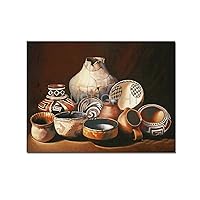 CUBUGHHT Native American Pottery Poster 2 Canvas Painting Posters And Prints Wall Art Pictures for Living Room Bedroom Decor 24x32inch(60x80cm) Frame-style
