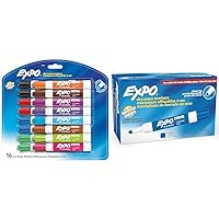 EXPO Low Odor Dry Erase Markers Chisel Tip Assorted Colors 16 Count and Blue 12 Count Bundle