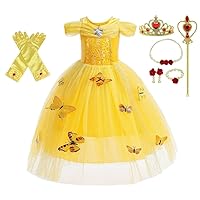 Dressy Daisy Toddler Girls' Princess Fancy Dress Up Costume with Accessories Christmas Halloween Outfit Butterfly Size 4T Yellow