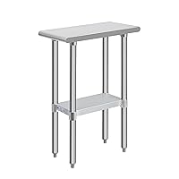 Hally Stainless Steel Table for Prep & Work 24 x 12 Inches, NSF Commercial Heavy Duty Table with Undershelf and Galvanized Legs for Restaurant, Home and Hotel