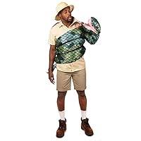 Tipsy Elves Funny Zoo Keeper Halloween Costume Shirt with Green Boa Constrictor Stuffed Animal Style Arm Puppet for Men