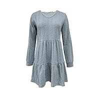 Retro V-Neck Dress for Women Long-Sleeved -Length Autumn and Winter Casual Loose A-line