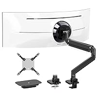 PUTORSEN 17-57 Inch Ultrawide Monitor Arm and TV Desk Mount,up to 59.4 lbs, Premium Aluminum Single Monitor Arm Desk Mount with Gas Spring, Steel Reinforcement Plate, VESA 75x75 to 200x200