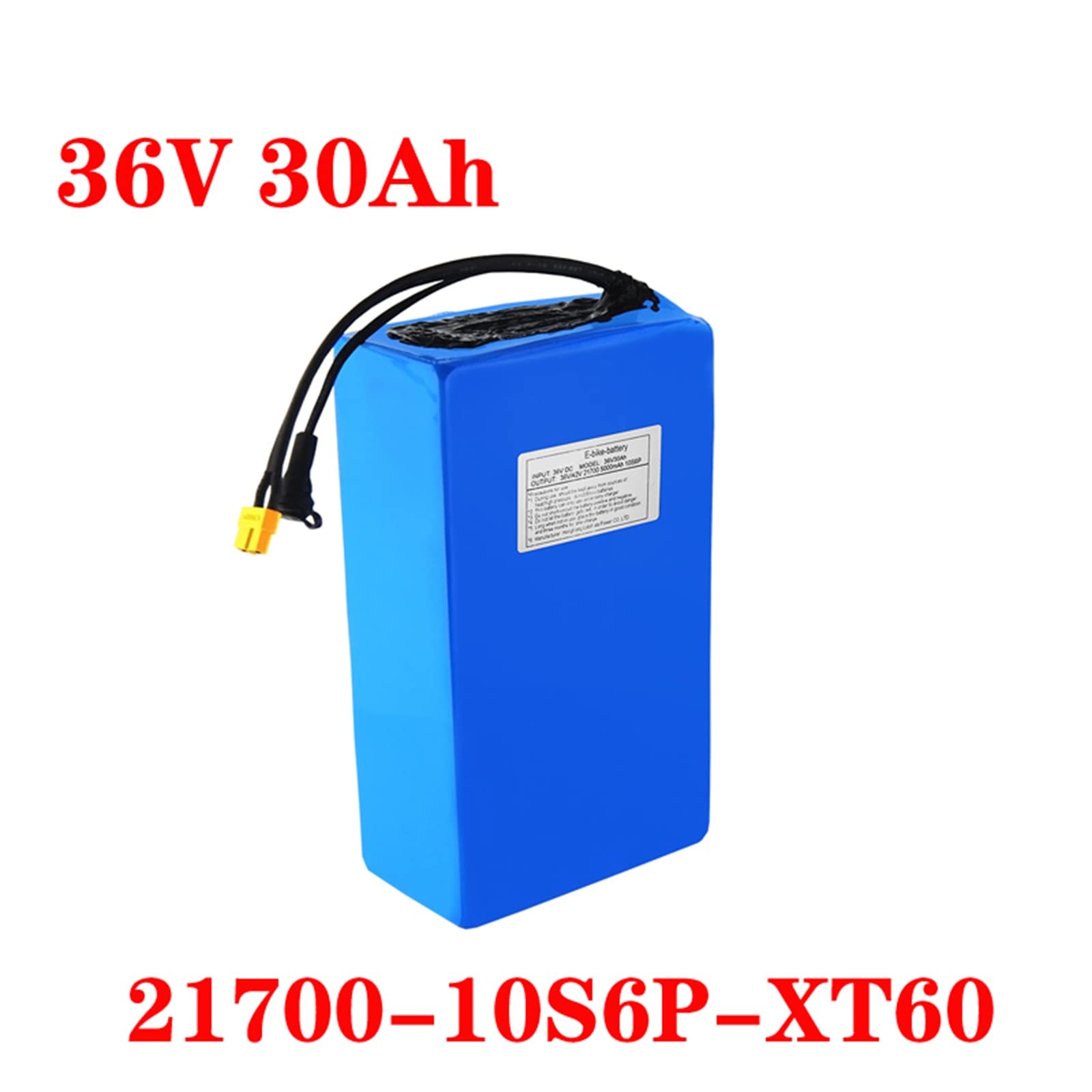 NALMAXO 36V 30Ah Battery 21700 5000mah 10S6P Battery Pack High Power Battery (Size : X60T)