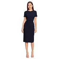 Maggy London Women's Ruched Waist Crepe Sheath Dress Workwear Office Occasion Event Guest of