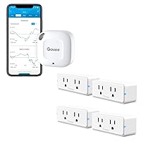 Hygrometer Thermometer Bundle with Govee Dual Smart Plug 4 Pack, 15A WiFi Bluetooth Outlet, Work with Alexa and Google Assistant, 2-in-1 Compact Design