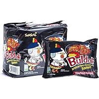 1 Case Set - Spicy Korean Ramen Buldak Instant Noodles - Nam Goi Mi Han Quoc Cay - 4.9 Oz per Bag x 5 Bags per Order - Made in South Korea