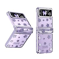Galaxy Z Flip 3 Case with Hinge Protection Clear Samsung Z Flip 3 Case with Design for Women Girls Glitter, Cute Stars Protective Cover for Samsung Galaxy Z Flip 3 5G (2021) - Purple