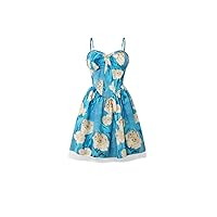 Women's Dress Floral Print Frill Trim Cami Dress - Boho Style Sleeveless Short Dress