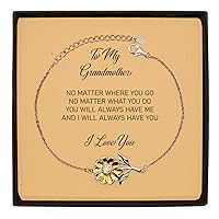 Bracelet Gift for Grandmother - No Matter Where You Go, I Will Always Have You, Gift for Mom, Sun Flower Bracelet