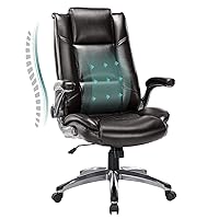 COLAMY Leather Executive Office Chair- High Back Home Computer Desk Chair with Padded Flip-up Arms, Adjustable Tilt Lock, Swivel Rolling Ergonomic Chair for Adult Working Study, Brown