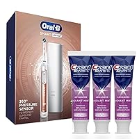 Bundle of Oral-B Pro Smart Limited Power Rechargeable Electric Toothbrush with (2) Brush Heads and Travel Case, Rose Gold + Crest 3D White Toothpaste Radiant Mint, 3.8 Oz (Pack of 3)