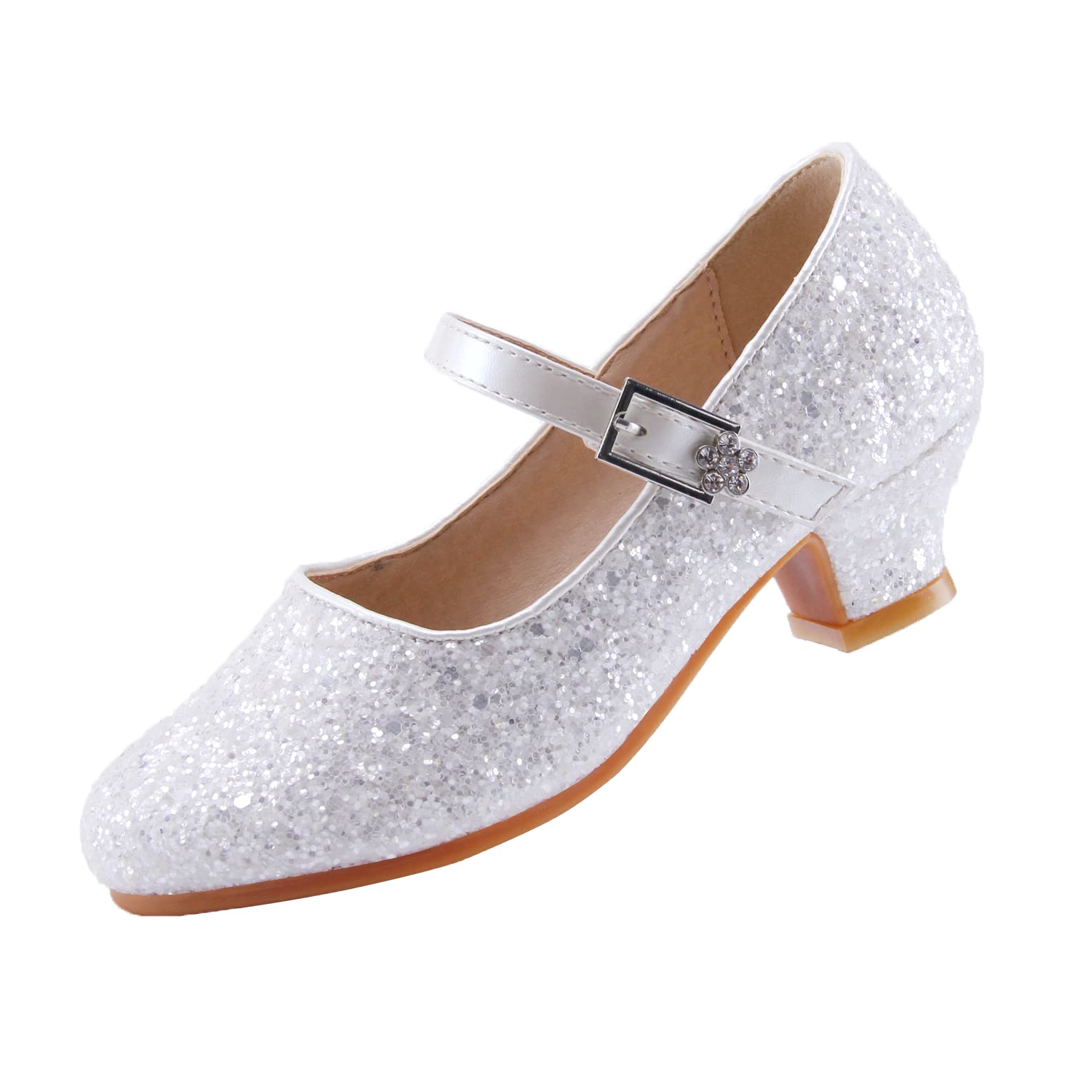 Amazon.com | PANDANINJIA Maria Girls Heels Open Toe Low Heel Dress Pump  Sandals Glitter Wedding Party Shoes for Toddler Little Kid Big Kid (Gold  Glitter, 10 M US Toddler) | Sandals