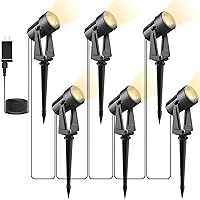 Svater Low Voltage Landscape Lighting Outdoor, 3W 250LM Plug in Outdoor Spotlights with Transformer for House Yard Pathway, 3000K Warm White Spot Lights IP65 Waterproof - 6 Pack
