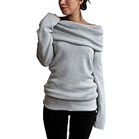 Dorzi(TM Women's Casual Off Shoulder Long Sleeve Pullover Hoodie Sweater XL Grey
