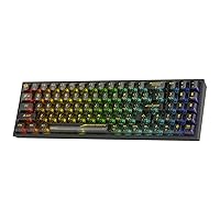 Redragon K628 PRO SE 75% 3-Mode Wireless RGB Gaming Keyboard, 78 Keys Full-Transparent Hot-Swap Compact Mechanical Keyboard w/Upgraded Socket, Dedicated Arrow Keys & Numpad, Translucent Custom Switch