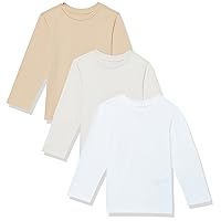 Amazon Essentials Boys and Toddlers' Relaxed Organic Cotton Long Sleeve T-Shirt (Previously Amazon Aware), Pack of 3
