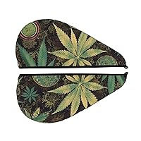 A Puff in Time Weed Marijuana Print Hair Towel Wrap Super Absorbent Microfiber Hair Drying Towel Quick Dry Hair Turban for Curly Long Thick Hair