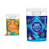 OLLY Hello Happy Gummy Worms Mood Support with Vitamin D, Saffron - 90 Count Men's Multivitamin Gummy Immune Support with Vitamins A, C, D, E, B, Lycopene, Zinc - 120 Count