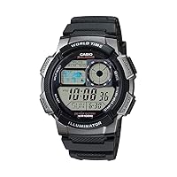 Casio Men's AE1000W-1BVCF Silver-Tone and Black Digital Sport Watch with Black Resin Band